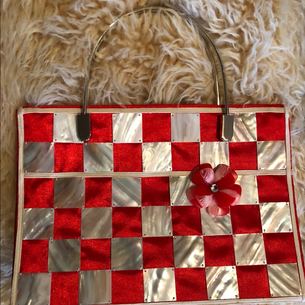 Cute Red and White Checkered Purse